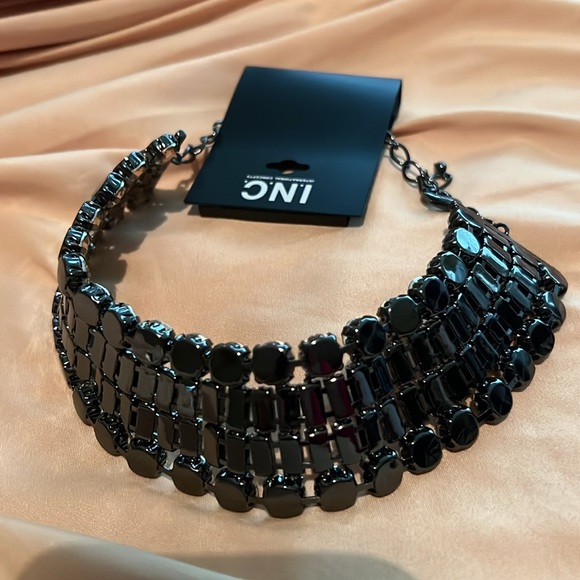 INC Gold Mixed Cut Crystal Multi-Row Choker Necklace, NWT - Picture 2 of 2